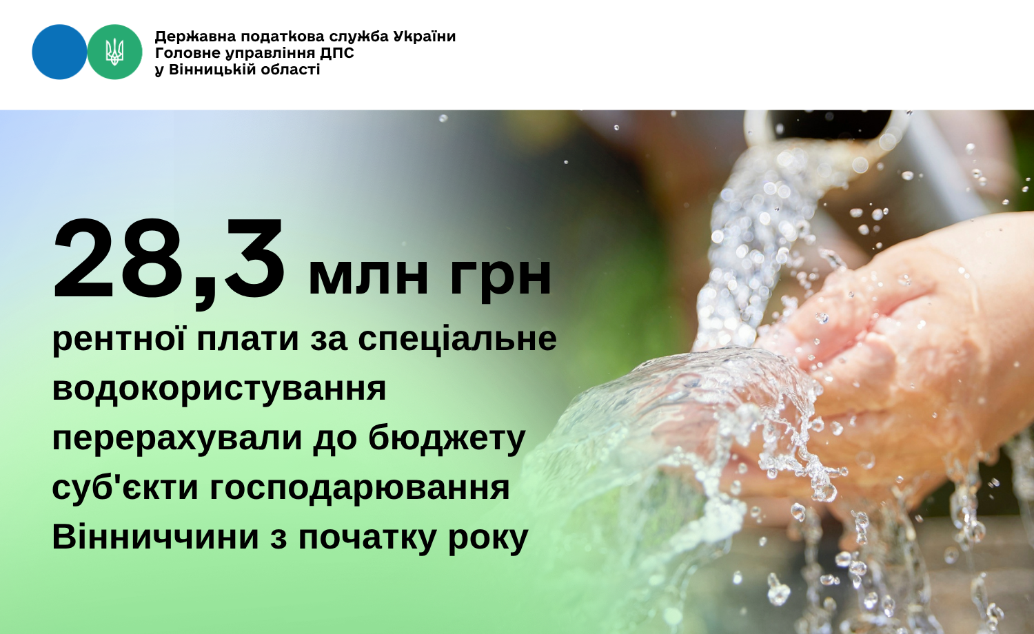 28,3 млн грн рентної плати за спеціальне водокористування перерахували до бюджету суб'єкти господарювання Вінниччини з початку року.