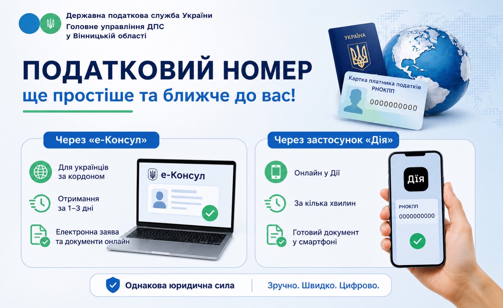 Листівка "Податковий номер - ще простіше та ближче до вас!"