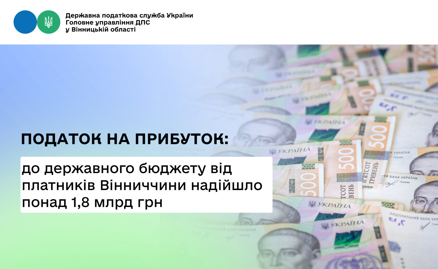 До державного бюджету від платників Вінниччини надійшло майже 2 млрд грн податку на прибуток