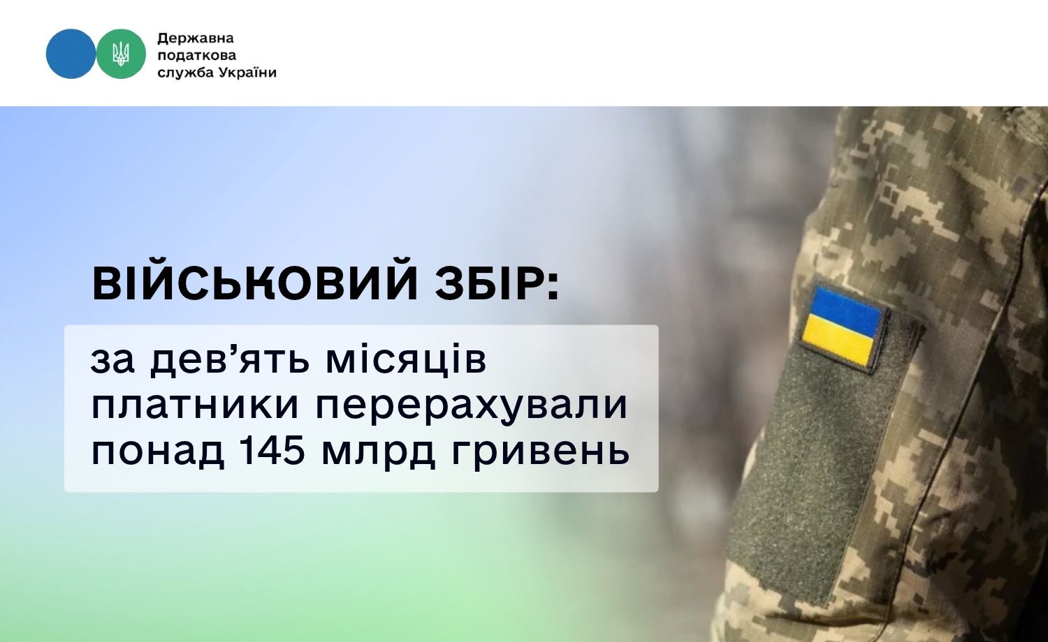 Військовий збір: за дев’ять місяців платники перерахували понад 145 млрд гривень
